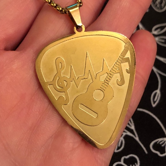 Gold Tone Guitar Pendant Necklace - Picture 6 of 9